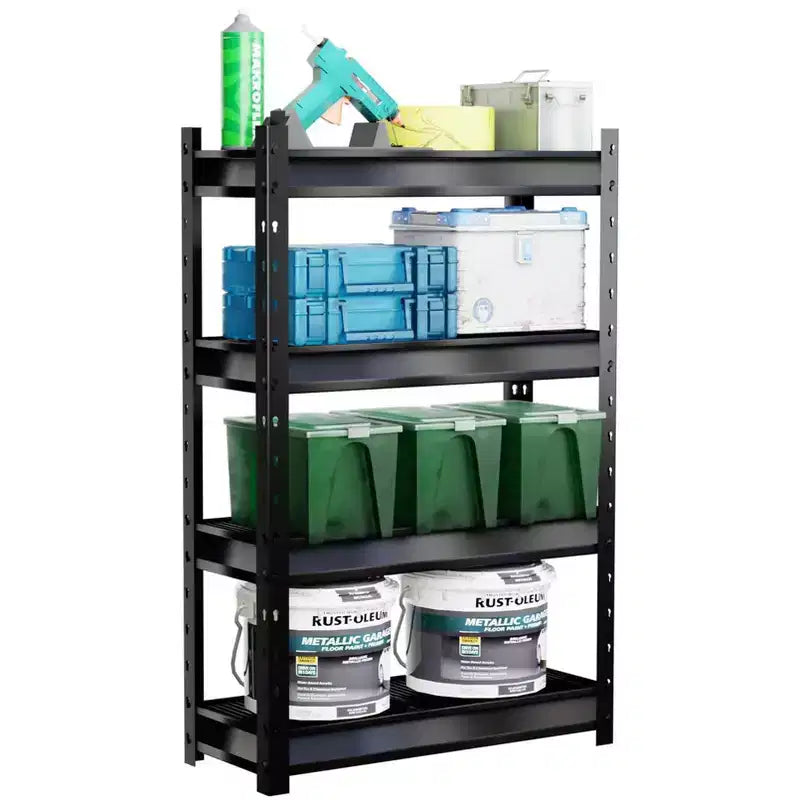 Étagères de garage robustes à 4 niveaux 36"x14"x54", charge 2720 kg, en acier, tablettes réglables et fixes, gris foncé