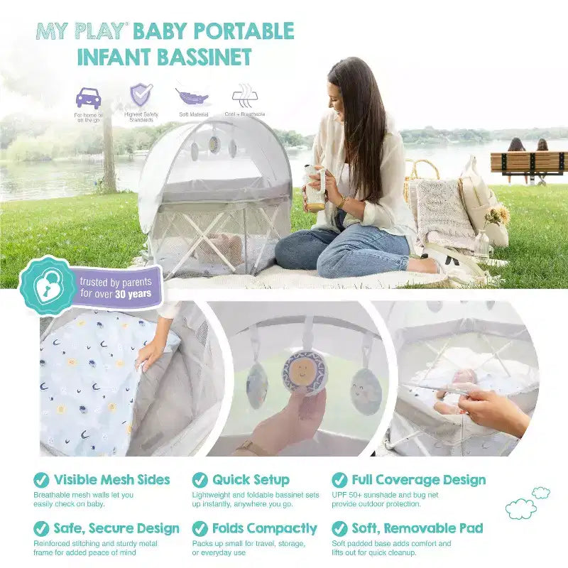 Centre d'activités portable pour bébé : cadre métallique, capacité de 6,8 kg, pliable pour le transport et le rangement