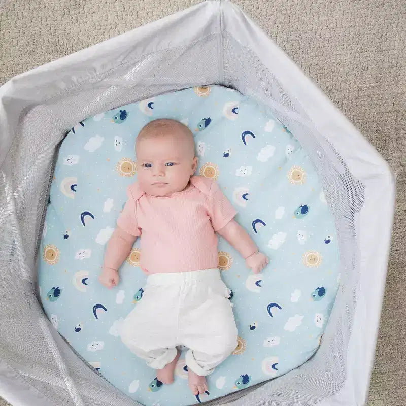 Centre d'activités portable pour bébé : cadre métallique, capacité de 6,8 kg, pliable pour le transport et le rangement