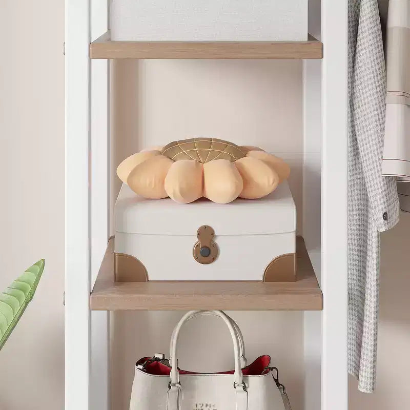 Portant à vêtements ouvert, Armoire de rangement autoportante robuste avec 5 étagères et une tringle de suspension pour petits espaces, Chêne/Blanc