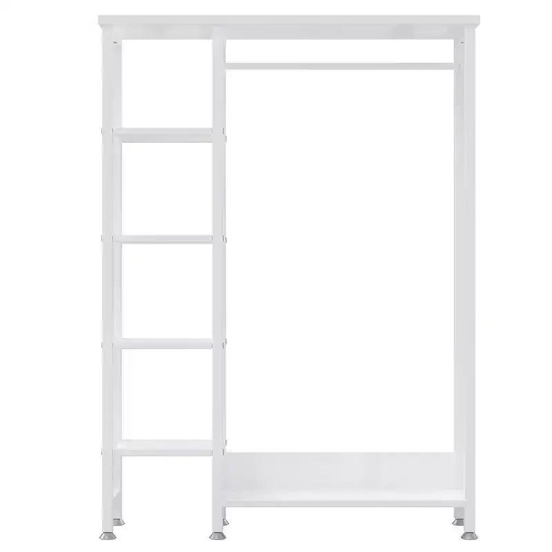 Portant à vêtements ouvert, Armoire de rangement autoportante robuste avec 5 étagères et une tringle de suspension pour petits espaces, Chêne/Blanc