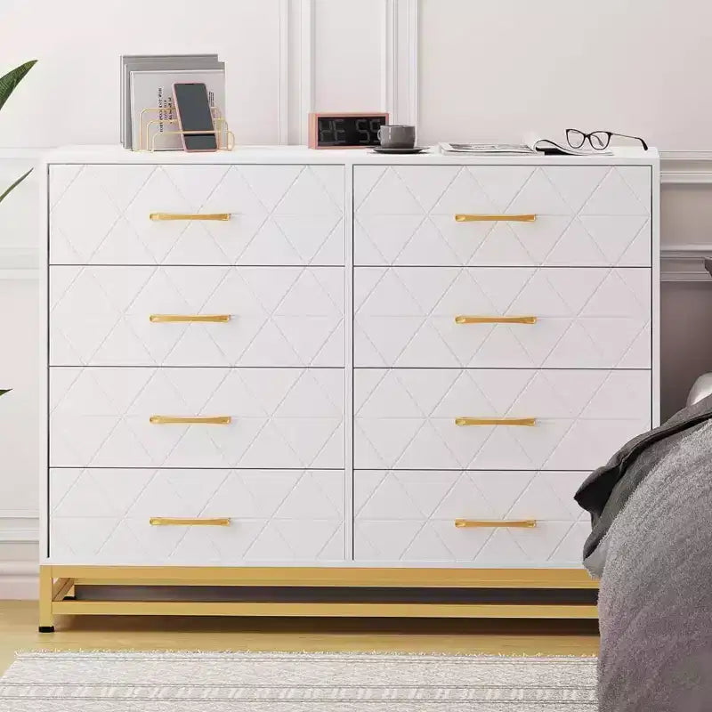 Commode de rangement à 8 tiroirs pour salon, chambre et couloir