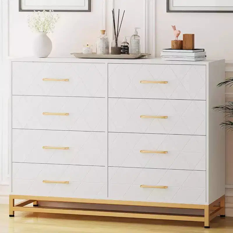 Commode de rangement à 8 tiroirs pour salon, chambre et couloir