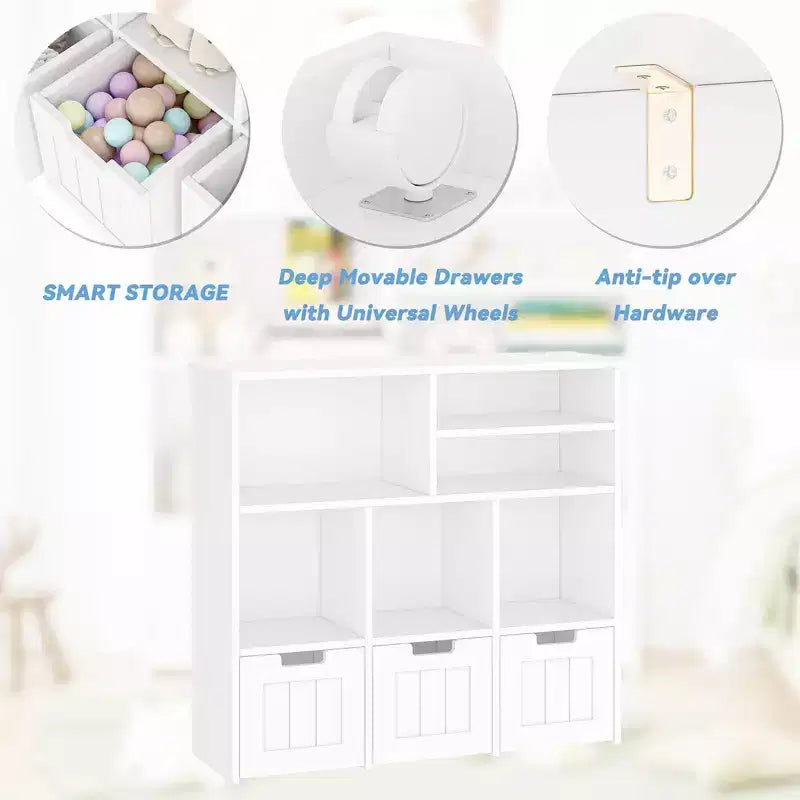 Meuble de rangement pour jouets avec tiroirs, étagère à jouets pour enfants, bibliothèque, organisateur de rangement au sol, grande étagère ouverte pour salle de jeux, chambre à coucher, école maternelle