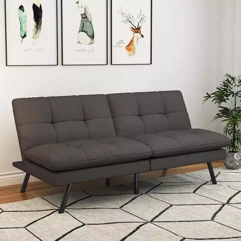 Canapé futon 173 cm avec dossier réglable et design pliable, canapé convertible pour petits espaces, salon, appartement, bureau
