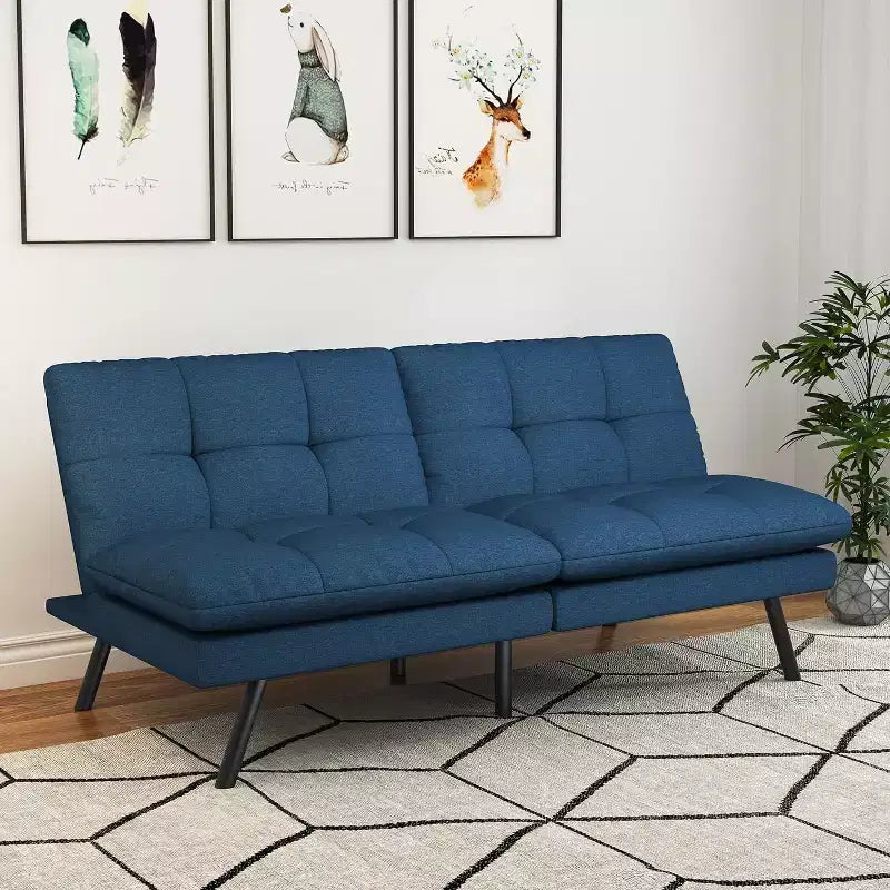 Canapé futon 173 cm avec dossier réglable et design pliable, canapé convertible pour petits espaces, salon, appartement, bureau
