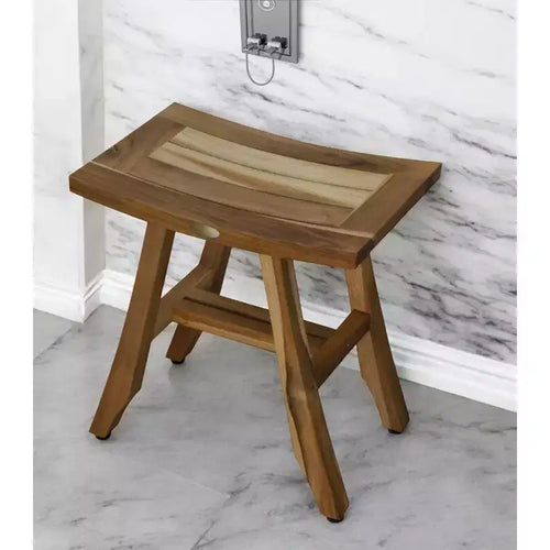 Banc de douche rectangulaire en teck naturel de 45 cm