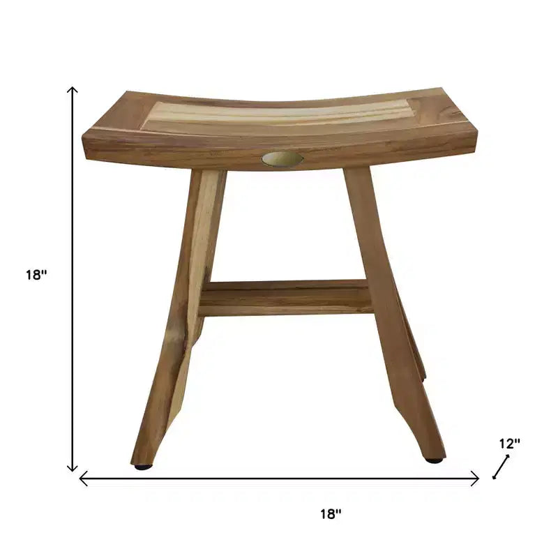 Banc de douche rectangulaire en teck naturel de 45 cm