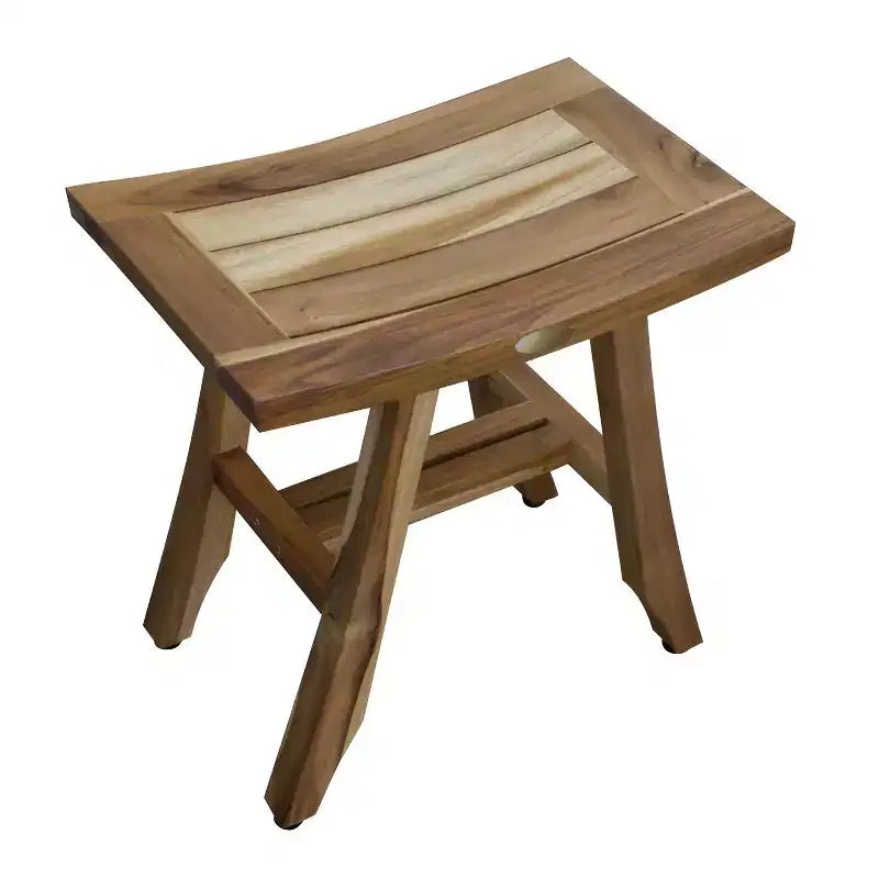Banc de douche rectangulaire en teck naturel de 45 cm