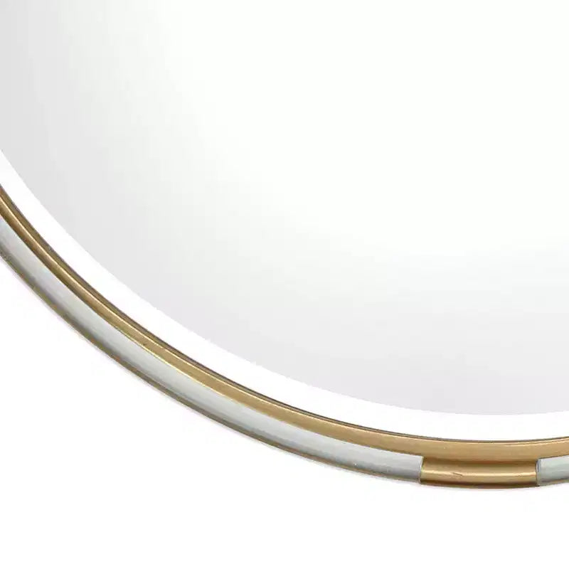 Miroir décoratif mural rond pour coiffeuse, doré métallisé biseauté, cadre en acrylique transparent, 95 cm de large pour salle de bain, chambre