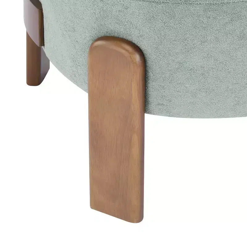 Fauteuil sans accoudoirs rembourré, style Mid-Century Moderne, cadre en bois massif, tissu bouclé/chenille