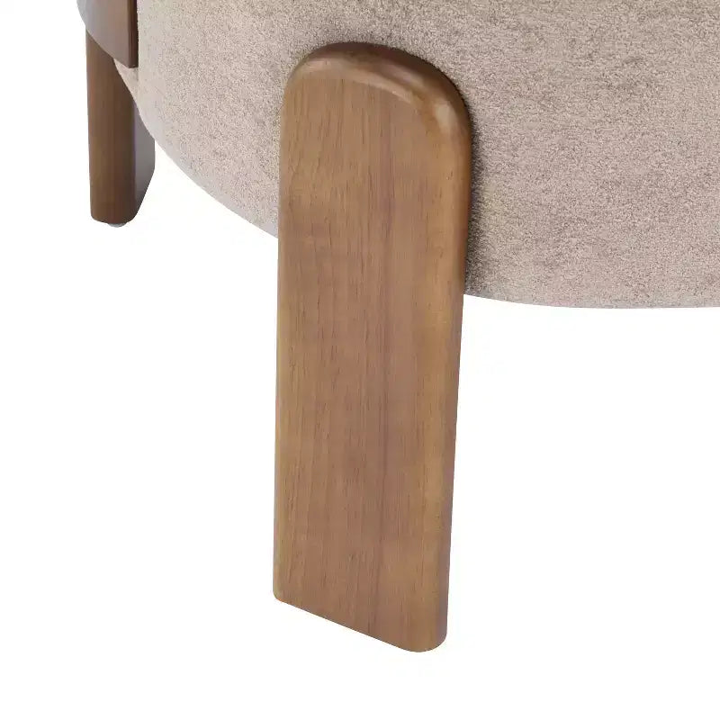 Fauteuil sans accoudoirs rembourré, style Mid-Century Moderne, cadre en bois massif, tissu bouclé/chenille