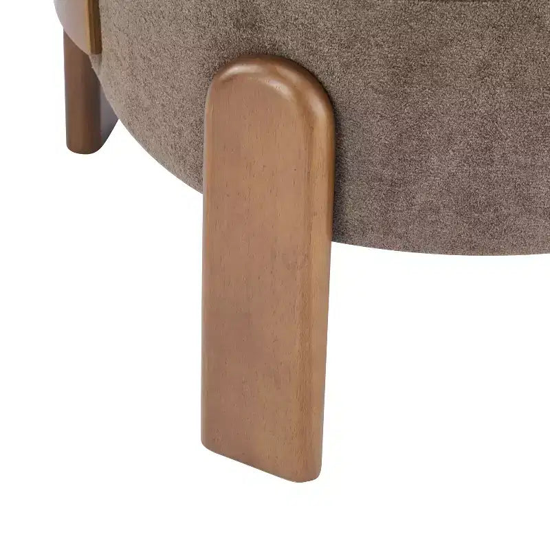 Fauteuil sans accoudoirs rembourré, style Mid-Century Moderne, cadre en bois massif, tissu bouclé/chenille