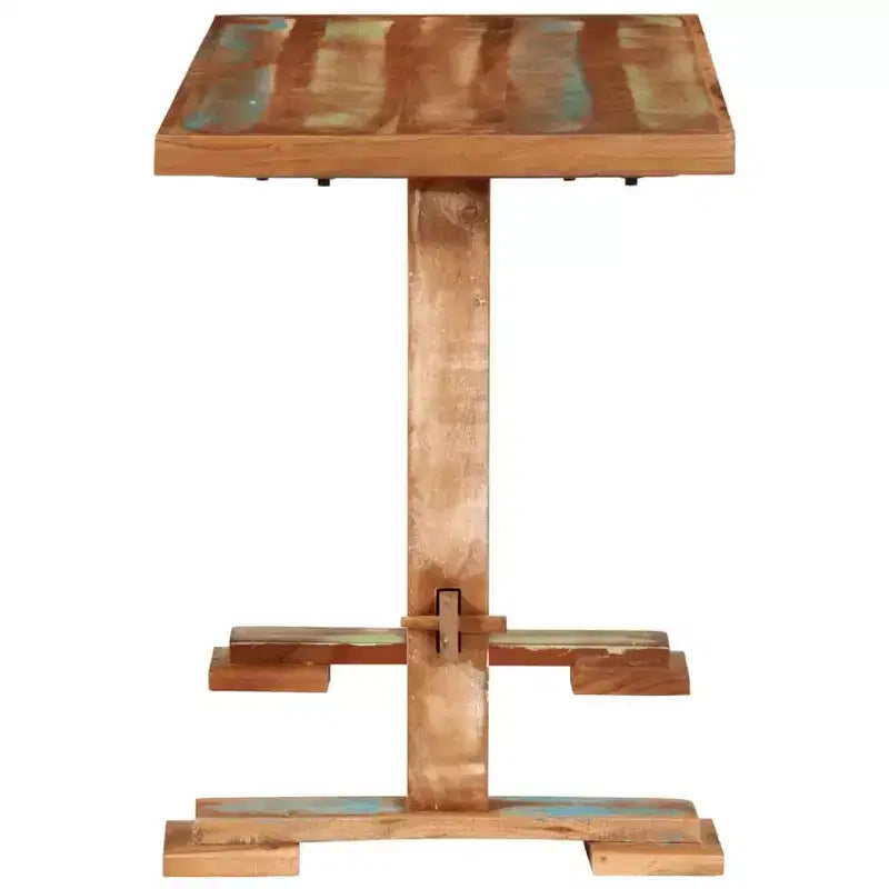 Table à manger, bois de récupération massif multicolore, piétement tréteau, 4 places, 110 cm (L) x 55 cm (l) x 78 cm (H)