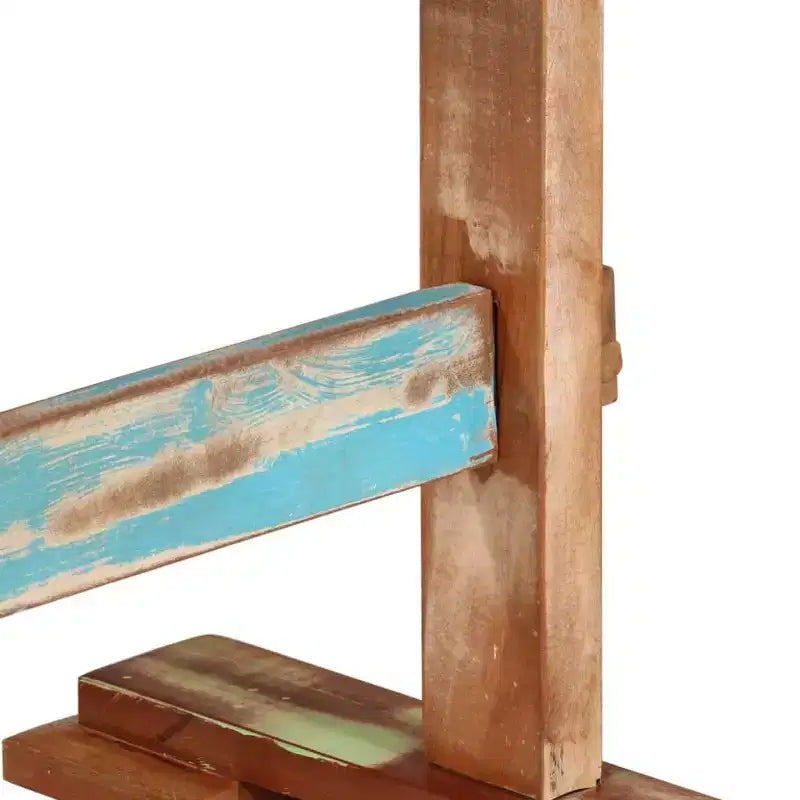 Table à manger, bois de récupération massif multicolore, piétement tréteau, 4 places, 110 cm (L) x 55 cm (l) x 78 cm (H)