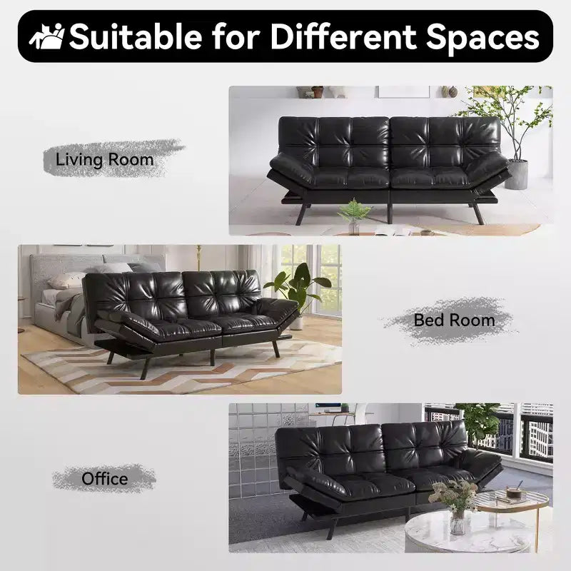 Canapé Futon Convertible 71", Canapé Moderne en Lin avec Coussin Détachable, Dossier et Accoudoirs Réglables, Supporte 272 kg