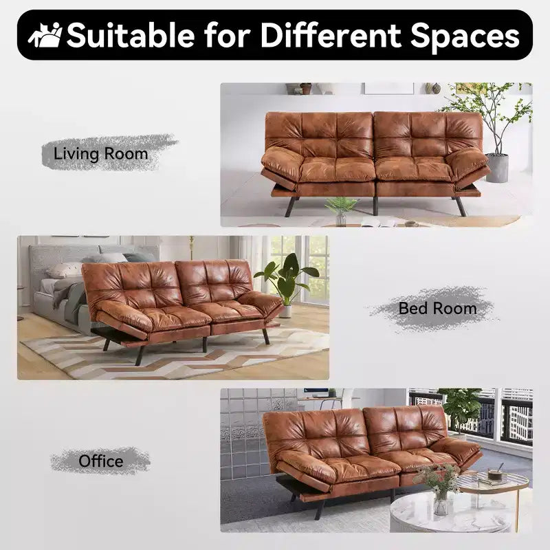 Canapé Futon Convertible 71", Canapé Moderne en Lin avec Coussin Détachable, Dossier et Accoudoirs Réglables, Supporte 272 kg