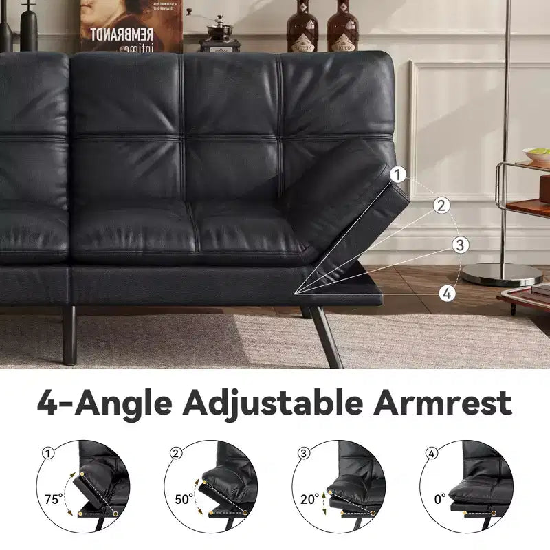 Canapé Futon Convertible 71", Canapé Moderne en Lin avec Coussin Détachable, Dossier et Accoudoirs Réglables, Supporte 272 kg
