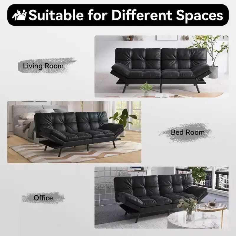 Canapé Futon Convertible 71", Canapé Moderne en Lin avec Coussin Détachable, Dossier et Accoudoirs Réglables, Supporte 272 kg