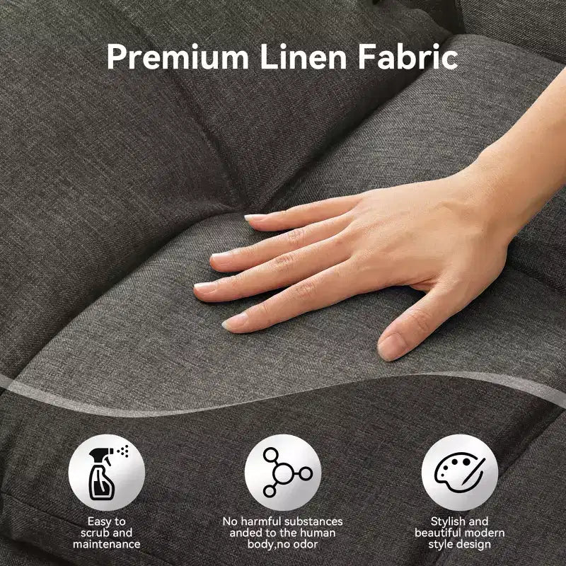 Canapé Futon Convertible 71", Canapé Moderne en Lin avec Coussin Détachable, Dossier et Accoudoirs Réglables, Supporte 272 kg
