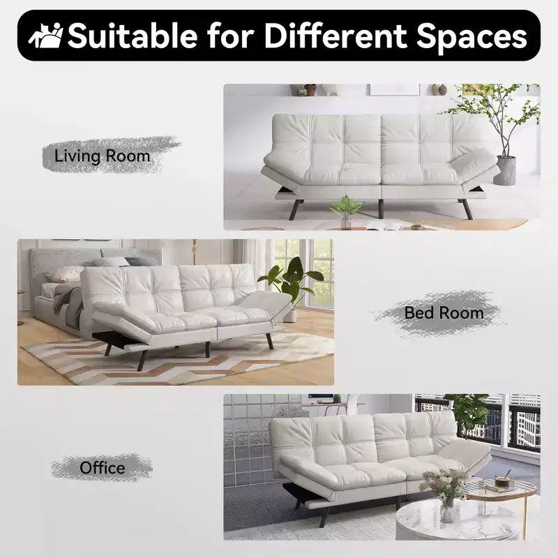 Canapé Futon Convertible 71", Canapé Moderne en Lin avec Coussin Détachable, Dossier et Accoudoirs Réglables, Supporte 272 kg