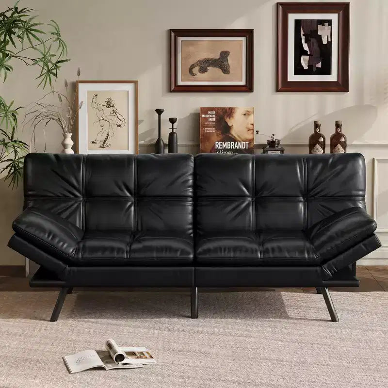 Canapé Futon Convertible 71", Canapé Moderne en Lin avec Coussin Détachable, Dossier et Accoudoirs Réglables, Supporte 272 kg