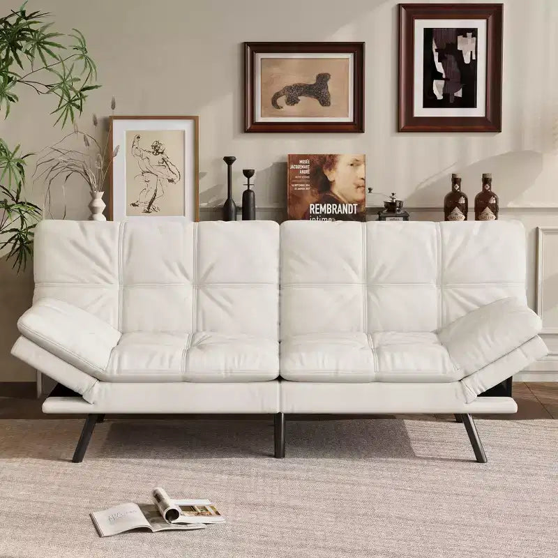 Canapé Futon Convertible 71", Canapé Moderne en Lin avec Coussin Détachable, Dossier et Accoudoirs Réglables, Supporte 272 kg