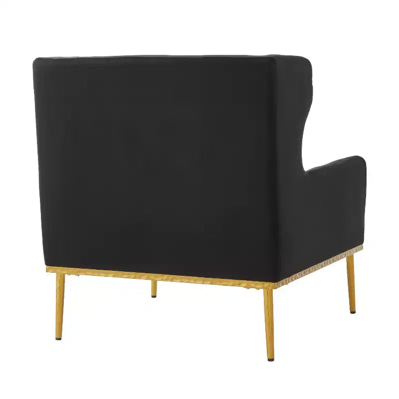 Fauteuil moderne en velours avec oreiller, silhouette incurvée, cadre en fer, assise en mousse haute densité, capacité de 150 kg