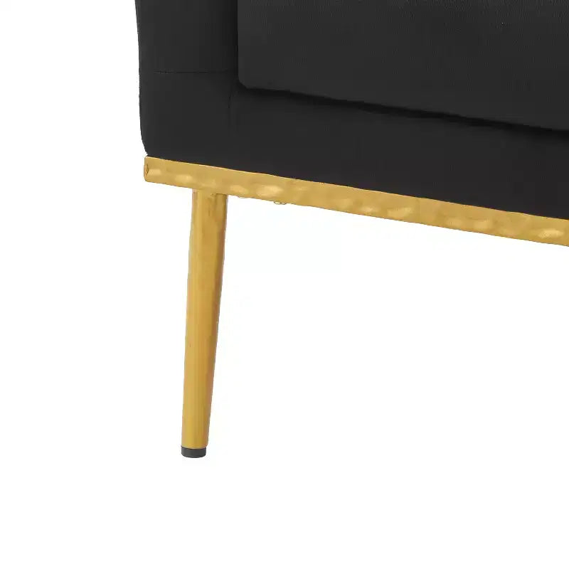 Fauteuil moderne en velours avec oreiller, silhouette incurvée, cadre en fer, assise en mousse haute densité, capacité de 150 kg