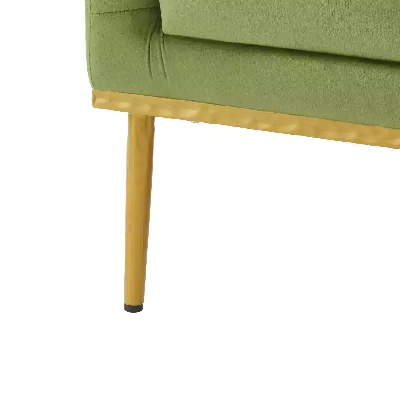 Fauteuil moderne en velours avec oreiller, silhouette incurvée, cadre en fer, assise en mousse haute densité, capacité de 150 kg