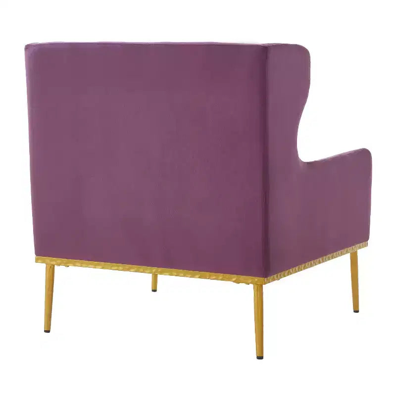 Fauteuil moderne en velours avec oreiller, silhouette incurvée, cadre en fer, assise en mousse haute densité, capacité de 150 kg