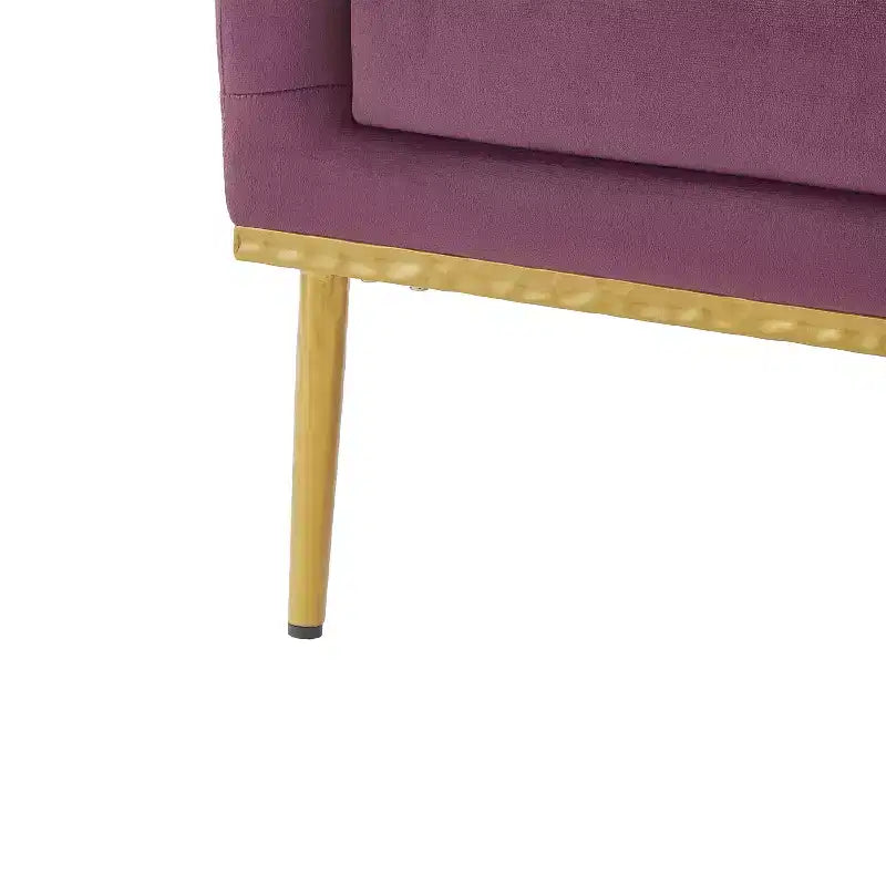 Fauteuil moderne en velours avec oreiller, silhouette incurvée, cadre en fer, assise en mousse haute densité, capacité de 150 kg