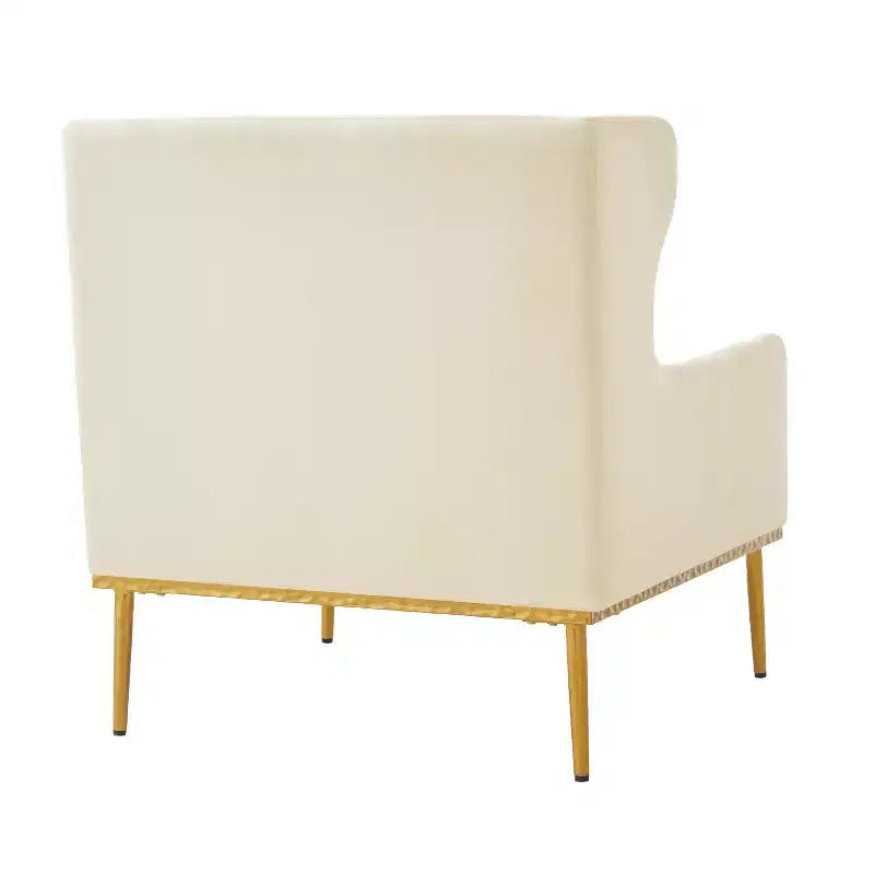 Fauteuil moderne en velours avec oreiller, silhouette incurvée, cadre en fer, assise en mousse haute densité, capacité de 150 kg