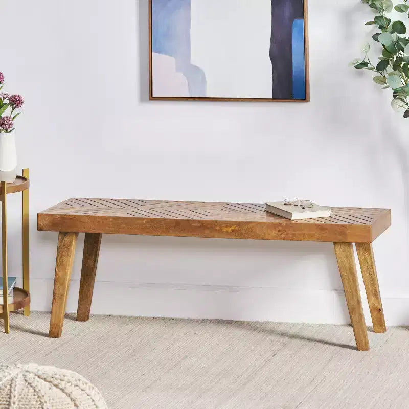 Banc bohème fait main en bois de manguier