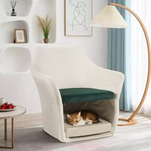 Fauteuil de salon moderne 2 en 1 avec espace pour animaux, fauteuil crapaud rembourré avec base amovible pour salon ou bureau