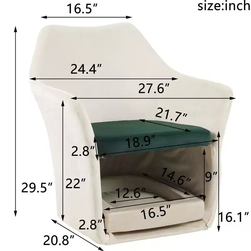 Fauteuil de salon moderne 2 en 1 avec espace pour animaux, fauteuil crapaud rembourré avec base amovible pour salon ou bureau
