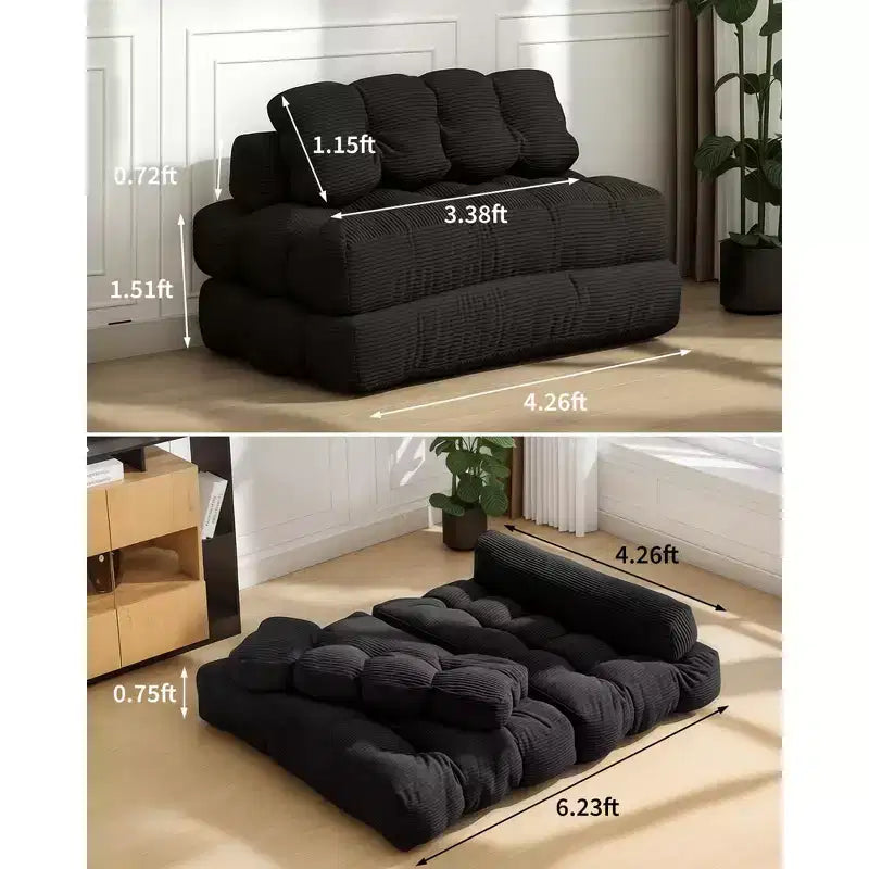 Canapé-lit pliable pour invités, chaise longue simple et confortable, transat portable convertible avec oreiller et dossier pour salon et chambre