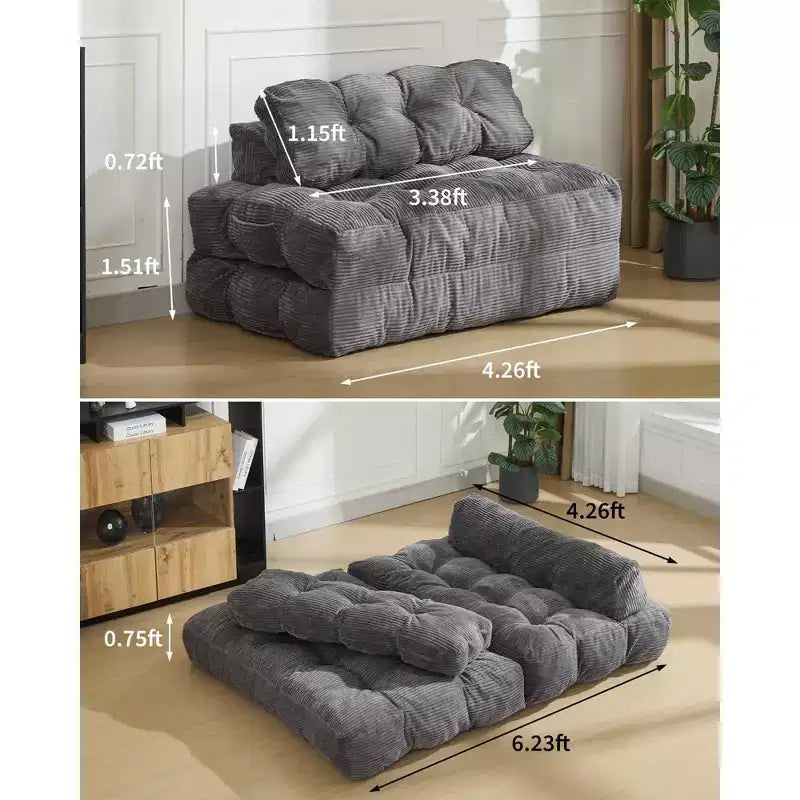 Canapé-lit pliable pour invités, chaise longue simple et confortable, transat portable convertible avec oreiller et dossier pour salon et chambre