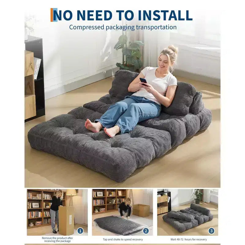 Canapé-lit pliable pour invités, chaise longue simple et confortable, transat portable convertible avec oreiller et dossier pour salon et chambre