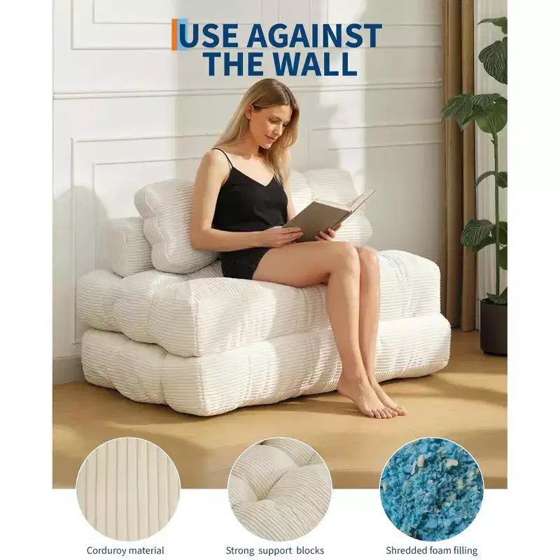 Canapé-lit pliable pour invités, chaise longue simple et confortable, transat portable convertible avec oreiller et dossier pour salon et chambre