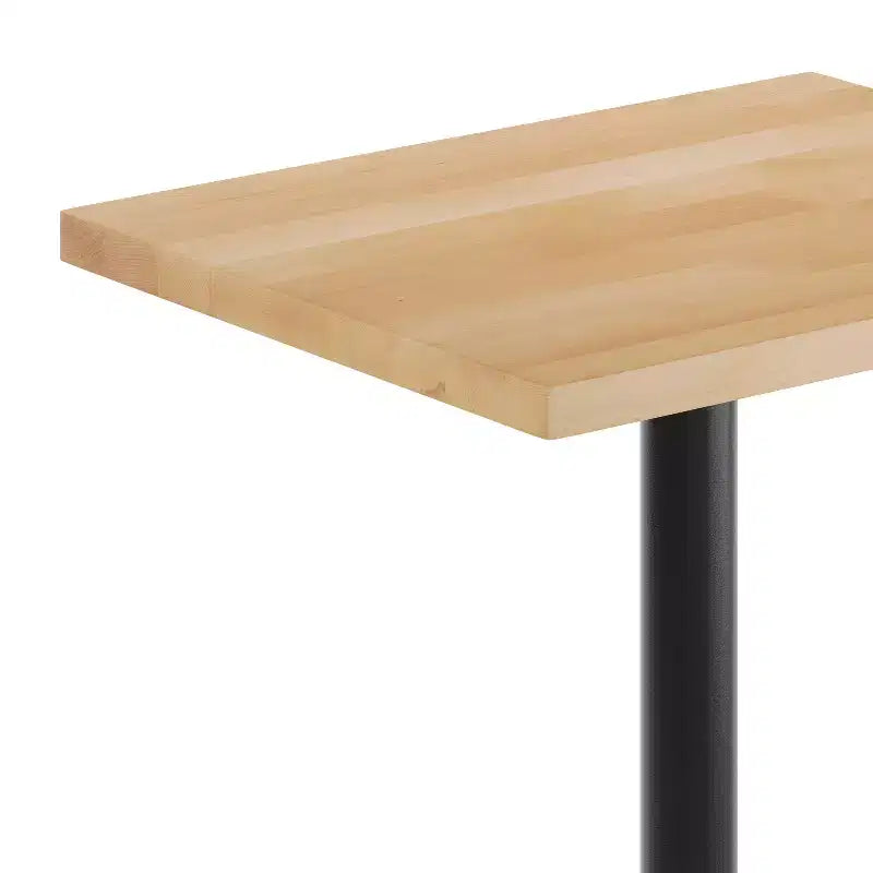 Plateau de table rectangulaire commercial en bois massif avec pied en fonte résistant à la rouille de 45,7 cm de diamètre et hauteur de bar