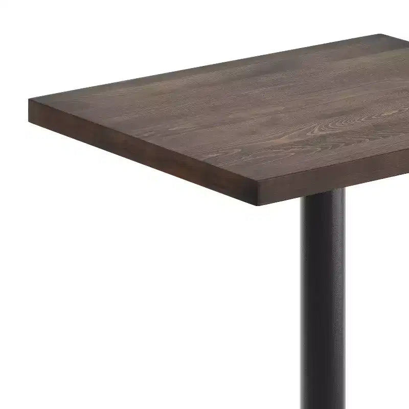 Plateau de table rectangulaire commercial en bois massif avec pied en fonte résistant à la rouille de 45,7 cm de diamètre et hauteur de bar