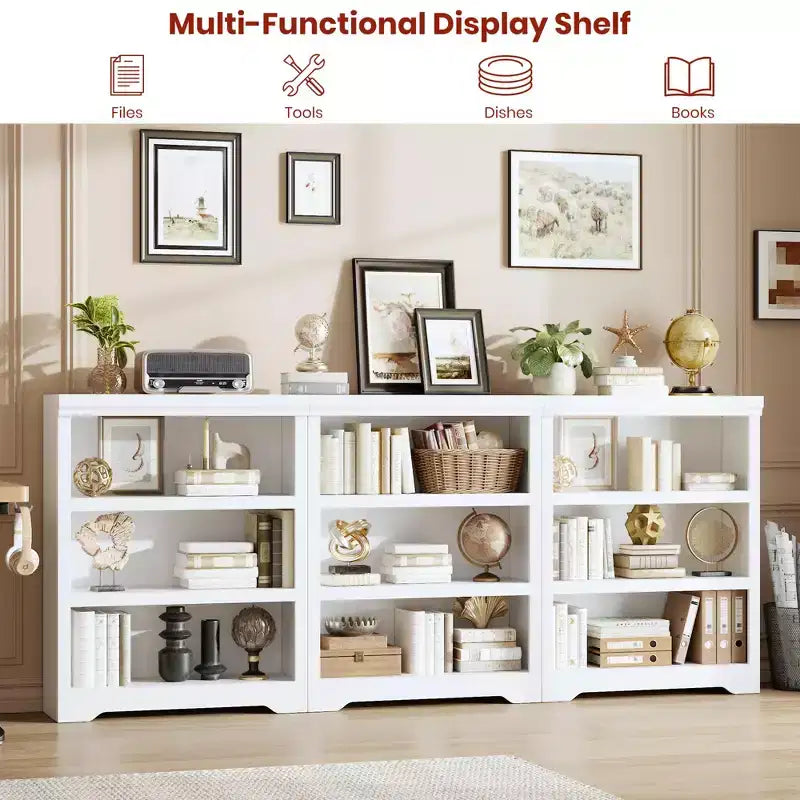 Étagère à 2/3/5/6 niveaux, bibliothèque de style rustique, 60 cm/80 cm de large avec étagères réglables, rayonnage ouvert avec design antidérapant pour bureau à domicile