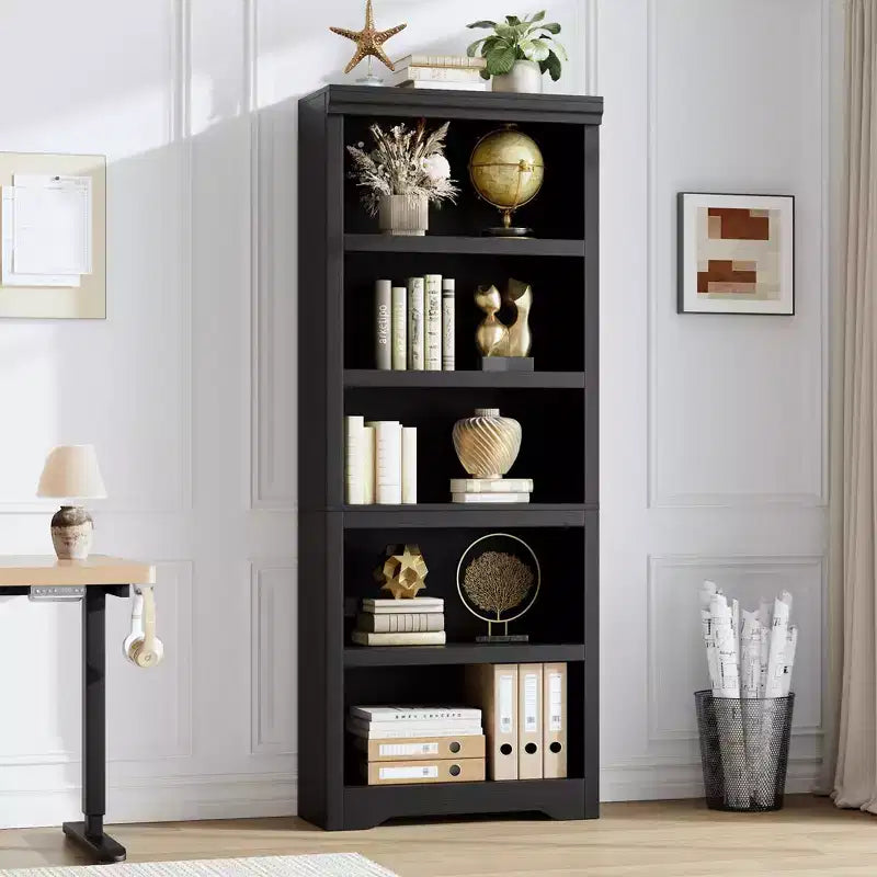 Étagère à 2/3/5/6 niveaux, bibliothèque de style rustique, 60 cm/80 cm de large avec étagères réglables, rayonnage ouvert avec design antidérapant pour bureau à domicile