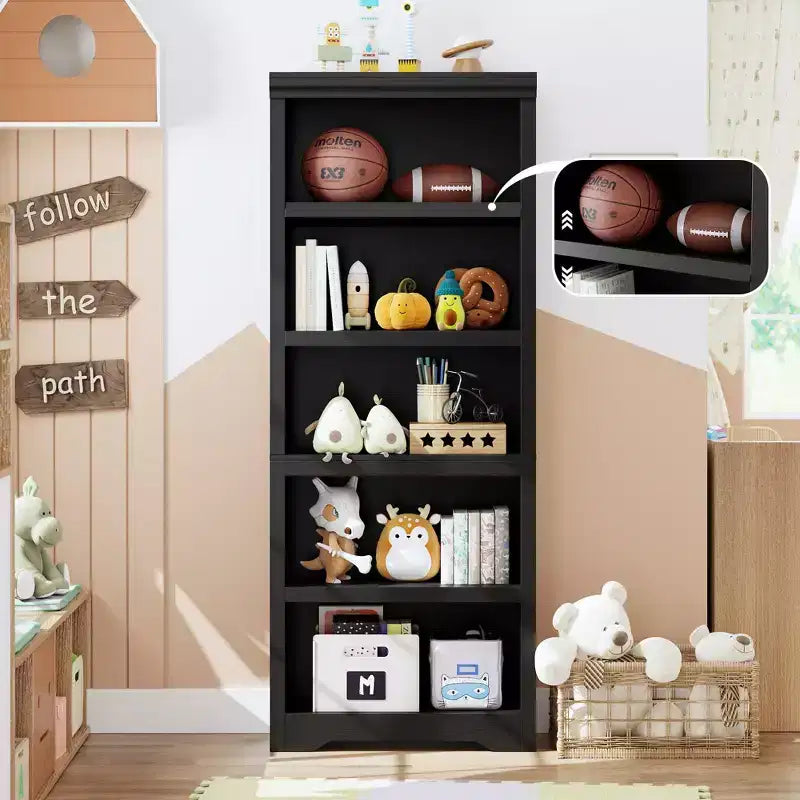 Étagère à 2/3/5/6 niveaux, bibliothèque de style rustique, 60 cm/80 cm de large avec étagères réglables, rayonnage ouvert avec design antidérapant pour bureau à domicile