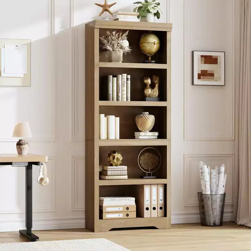Étagère à 2/3/5/6 niveaux, bibliothèque de style rustique, 60 cm/80 cm de large avec étagères réglables, rayonnage ouvert avec design antidérapant pour bureau à domicile