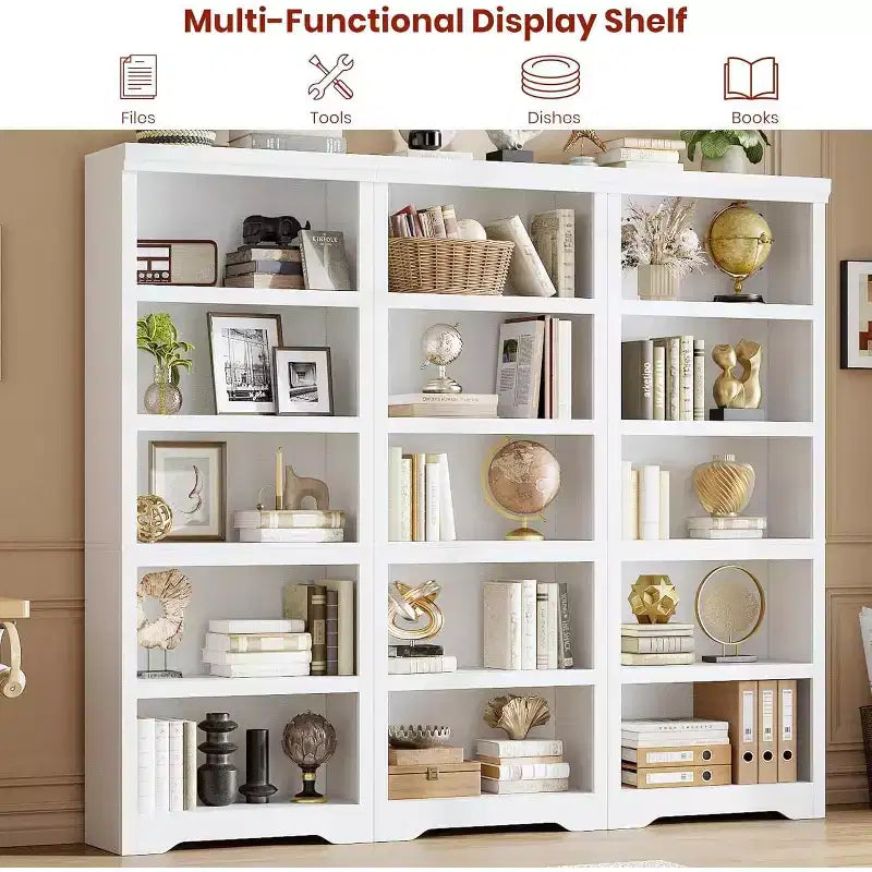 Étagère à 2/3/5/6 niveaux, bibliothèque de style rustique, 60 cm/80 cm de large avec étagères réglables, rayonnage ouvert avec design antidérapant pour bureau à domicile