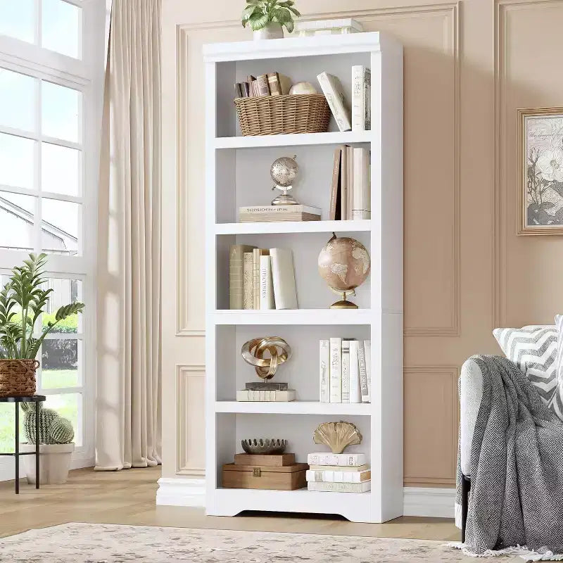 Étagère à 2/3/5/6 niveaux, bibliothèque de style rustique, 60 cm/80 cm de large avec étagères réglables, rayonnage ouvert avec design antidérapant pour bureau à domicile