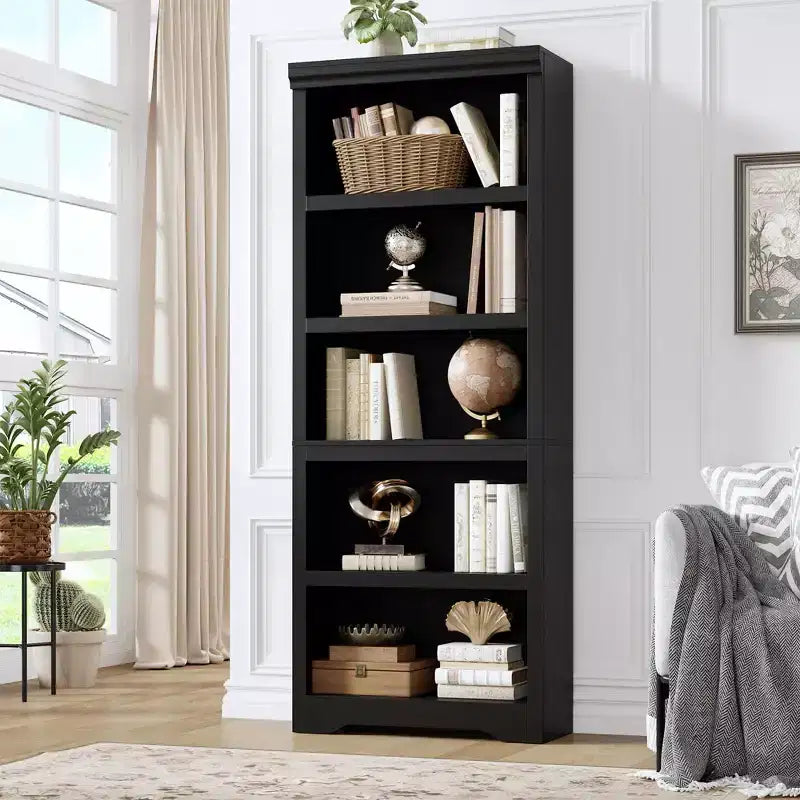 Étagère à 2/3/5/6 niveaux, bibliothèque de style rustique, 60 cm/80 cm de large avec étagères réglables, rayonnage ouvert avec design antidérapant pour bureau à domicile