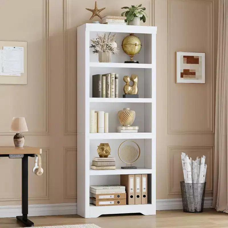 Étagère à 2/3/5/6 niveaux, bibliothèque de style rustique, 60 cm/80 cm de large avec étagères réglables, rayonnage ouvert avec design antidérapant pour bureau à domicile